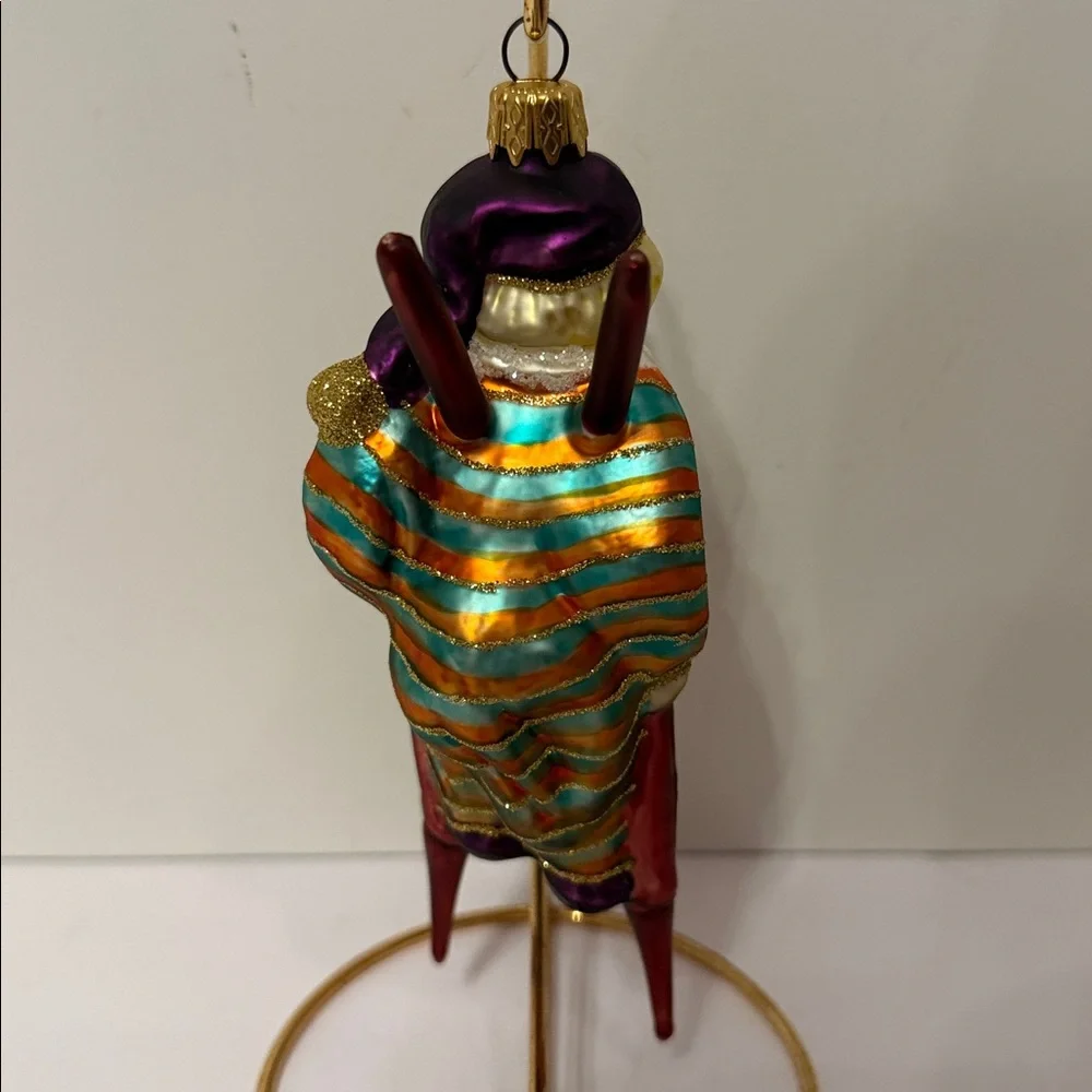 GERMAN HAMBURGER WEIHNACHTSKONTOR GLASS HOLIDAY ORNAMENT CLOWN ON STILTS MULTI